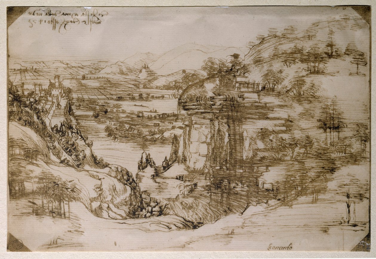 Paisaje de Santa Maria della Neve: el paisaje del Valle del Arno de Leonardo da Vinci
