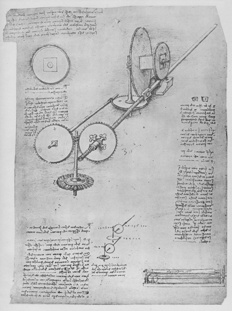 Máquina para dar forma a varillas de hierro para hacer cañones, c1480 de Leonardo da Vinci
