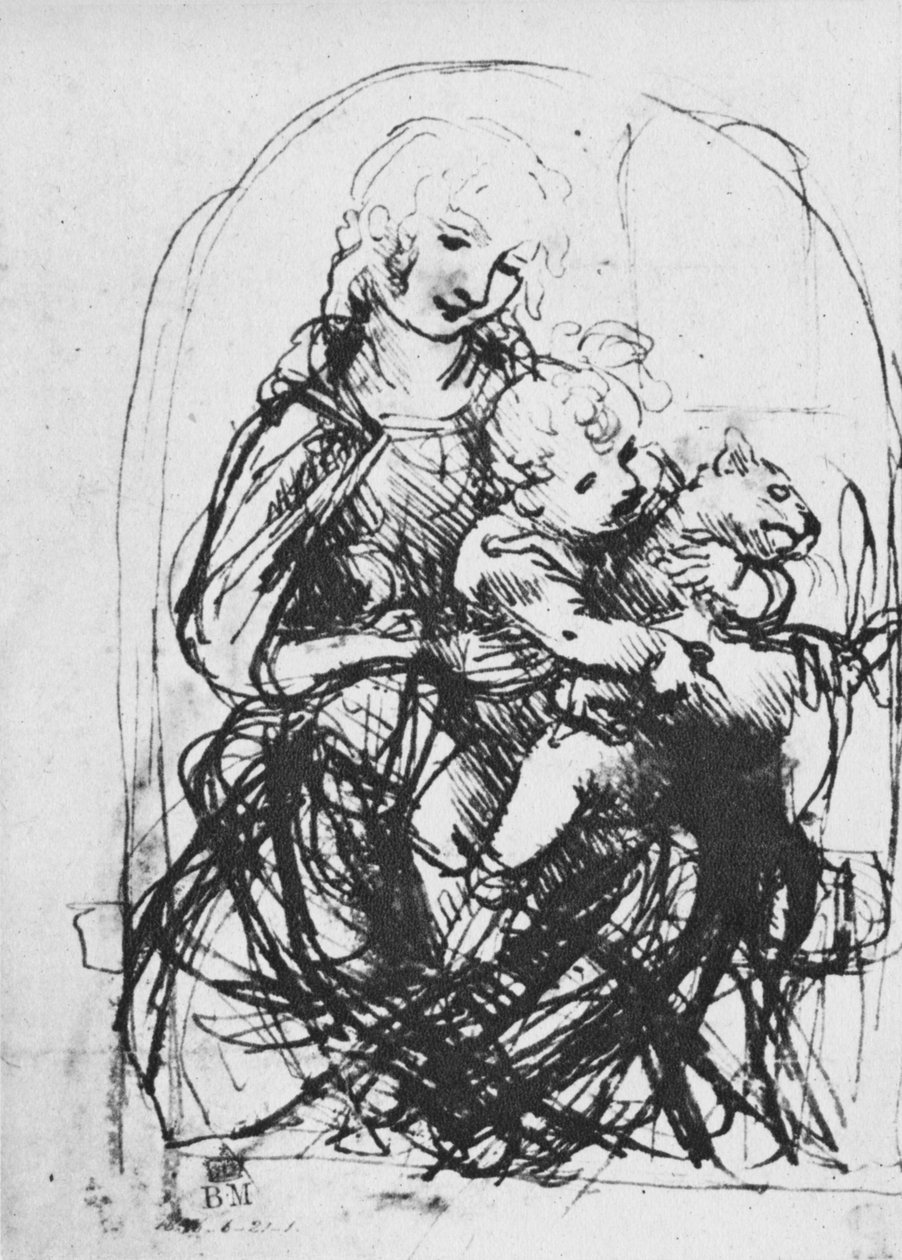 Madonna y el niño con un gato de Leonardo da Vinci
