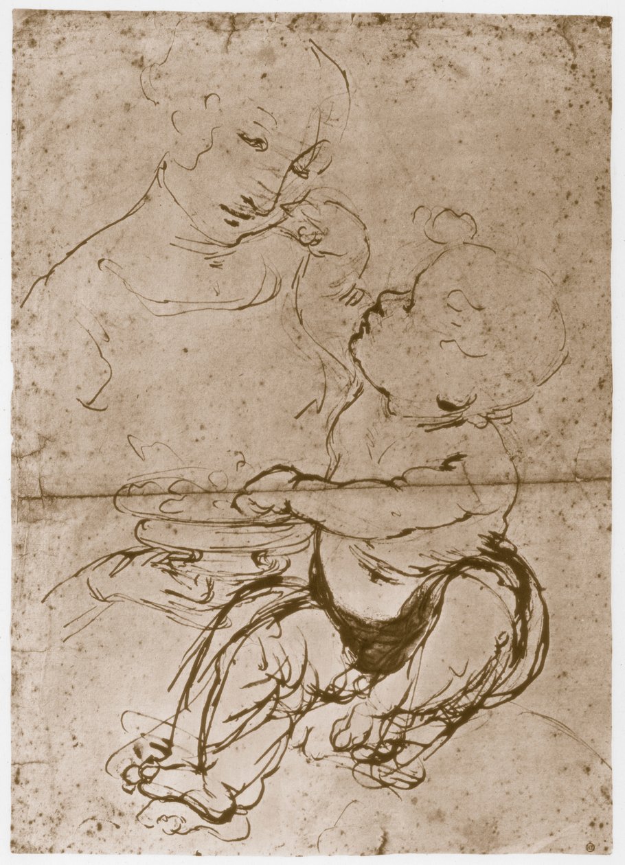 Madonna con el plato de frutas de Leonardo da Vinci