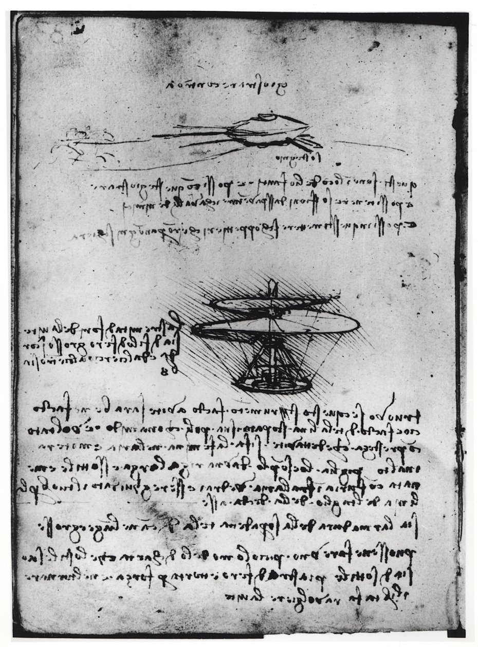 Manuscrito de París B, fol. 83v: Página de texto y bocetos para una máquina voladora, 1488-90 de Leonardo da Vinci