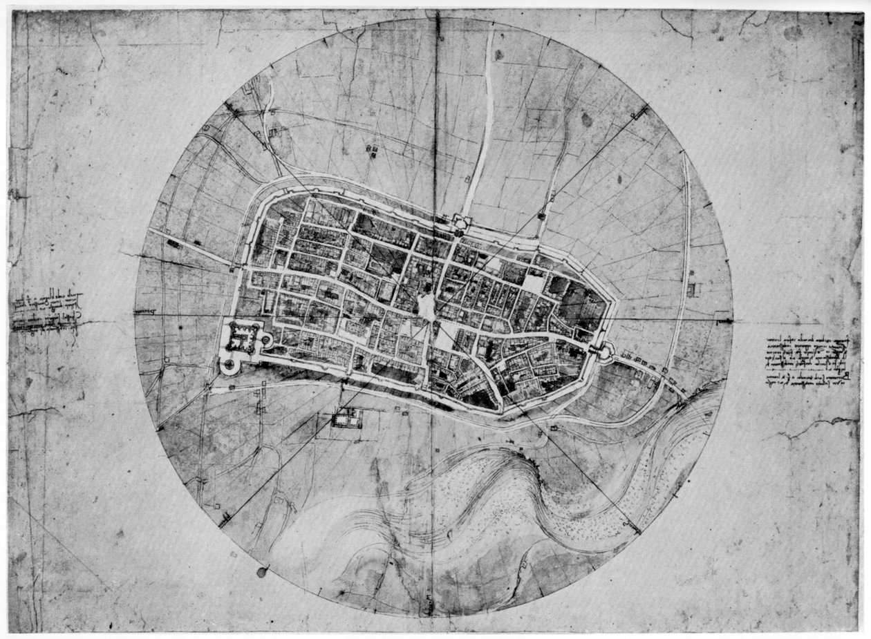 Plano de Imola, Italia, c. 1502, 1954 de Leonardo da Vinci