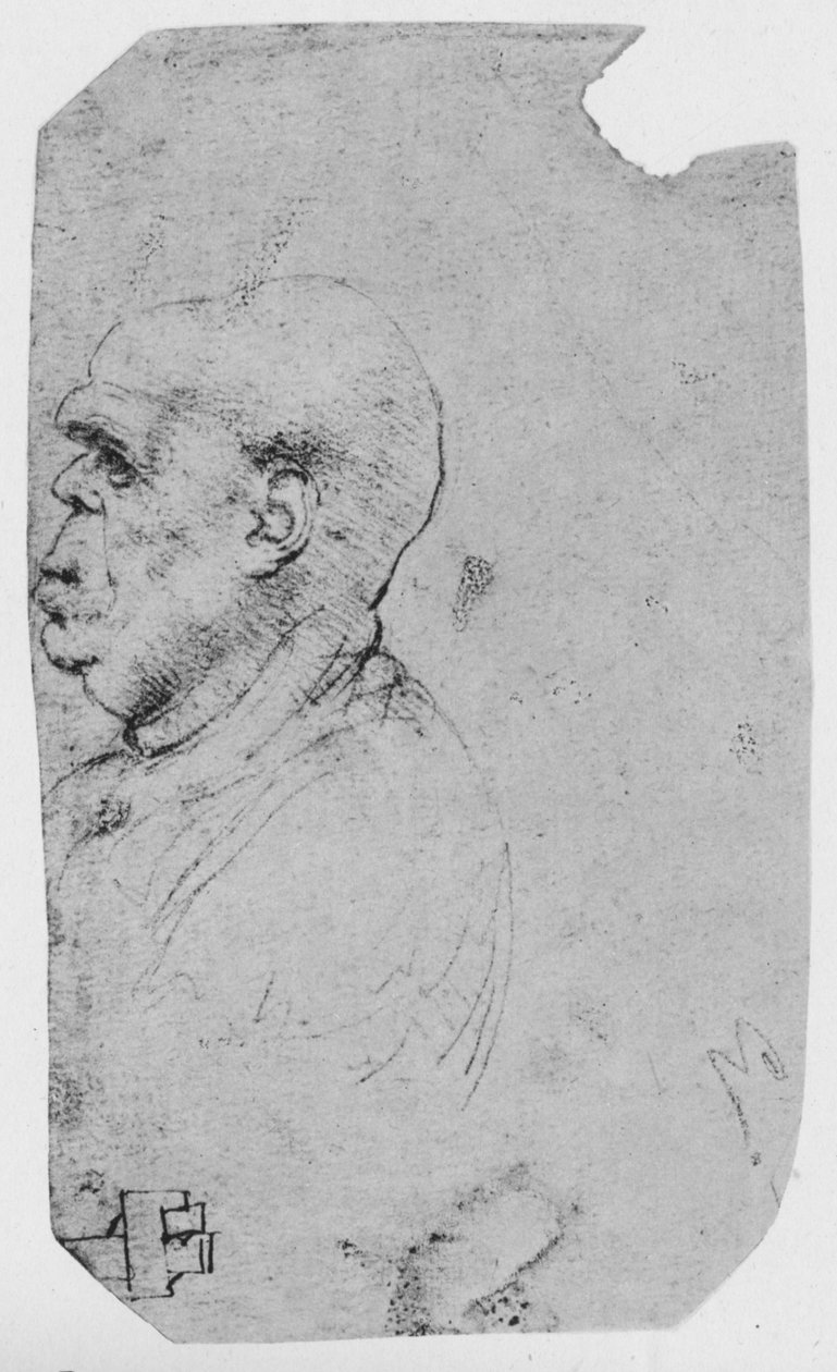 Perfil de un hombre calvo a la izquierda, c1480 de Leonardo da Vinci