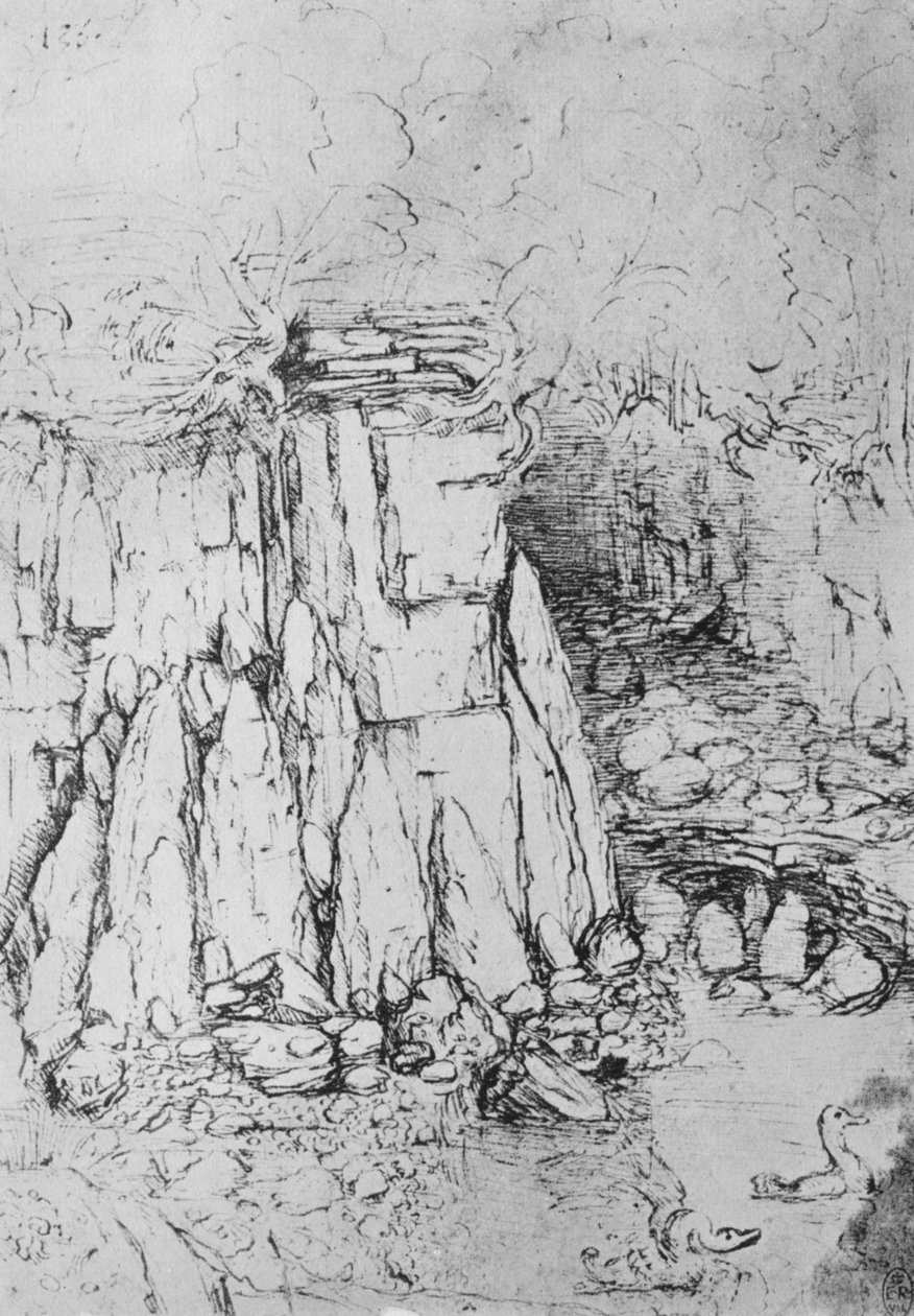 Rocas y arroyo, c1480 1945 de Leonardo da Vinci