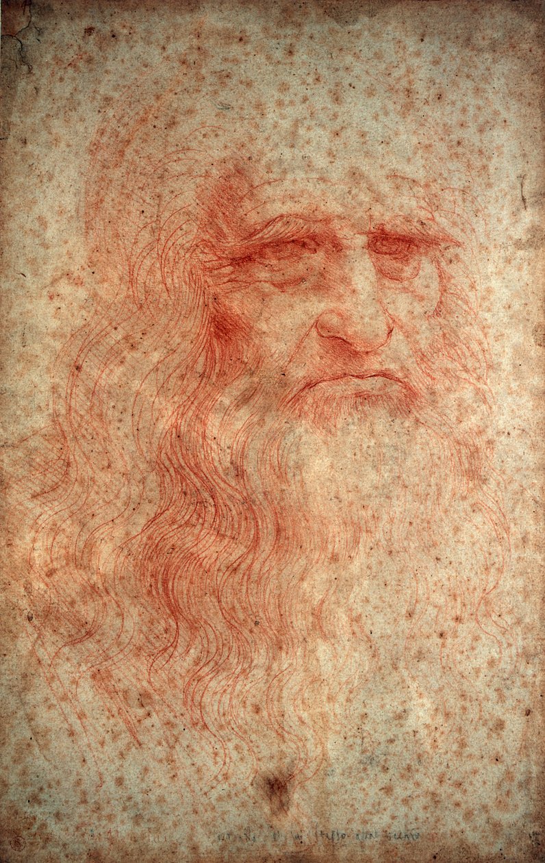 Autorretrato de Leonardo da Vinci, pintor, escultor, ingeniero y arquitecto italiano de Leonardo da Vinci
