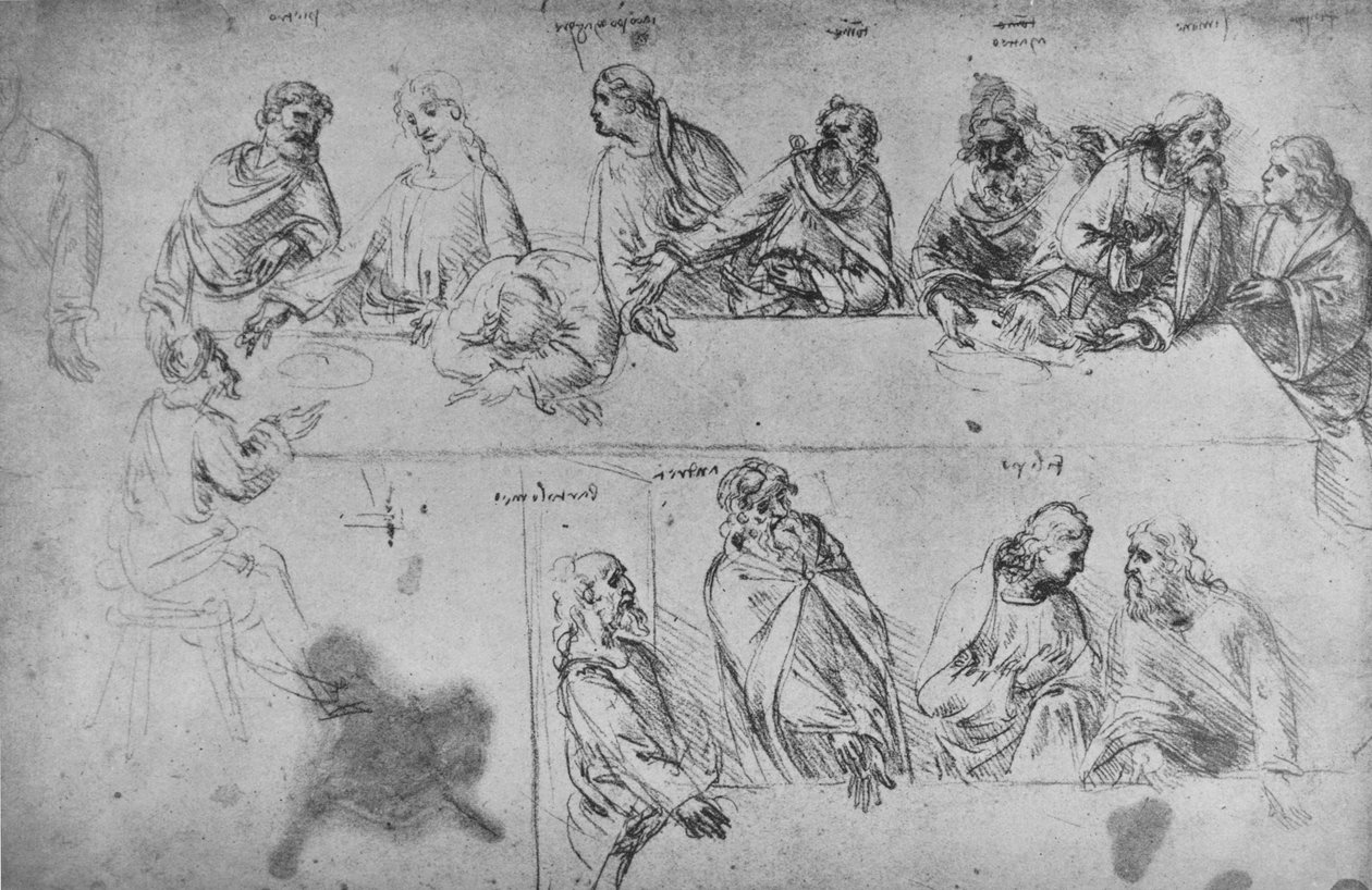 Estudios para La Última Cena, c. 1480 1945 de Leonardo da Vinci