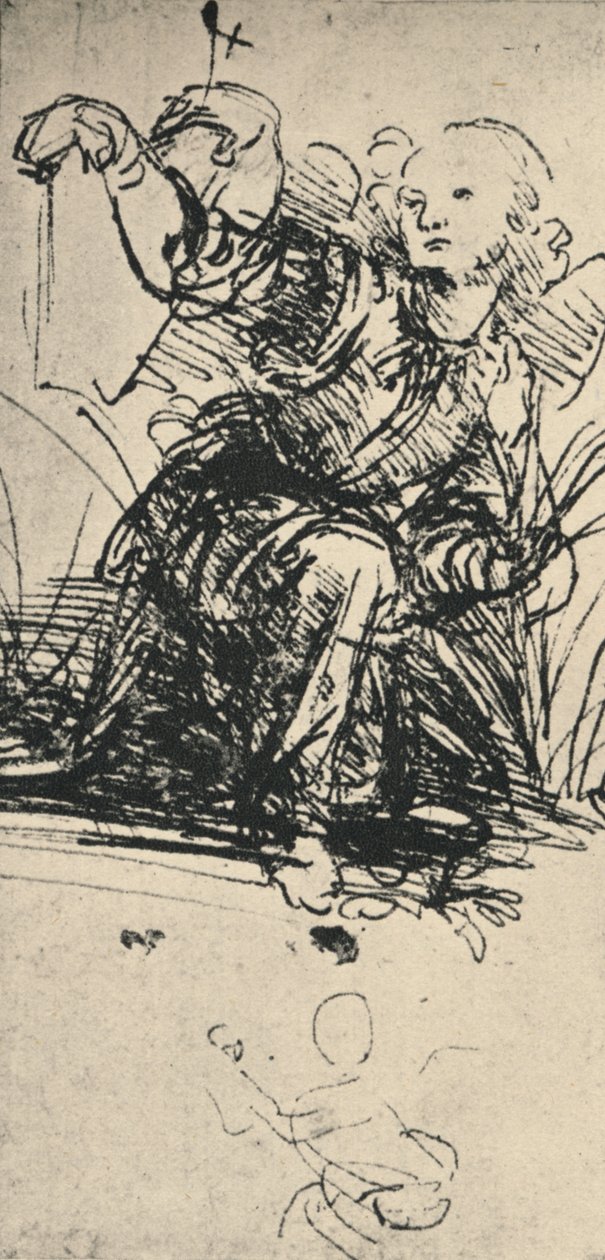 Estudios de un ángel arrodillado, c. 1467-1519, 1945 de Leonardo da Vinci