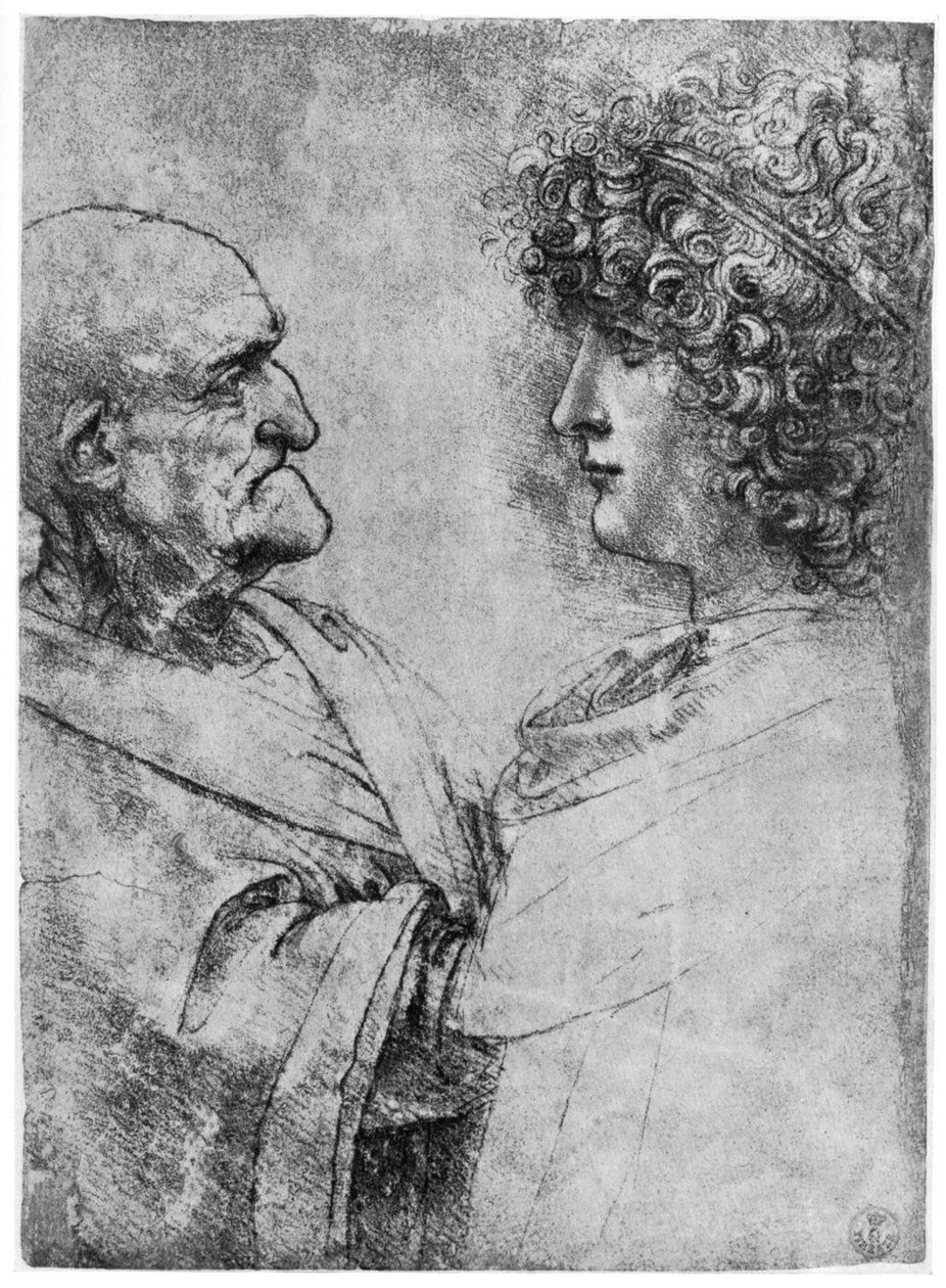 Estudios de cabezas, c1500 1954 de Leonardo da Vinci