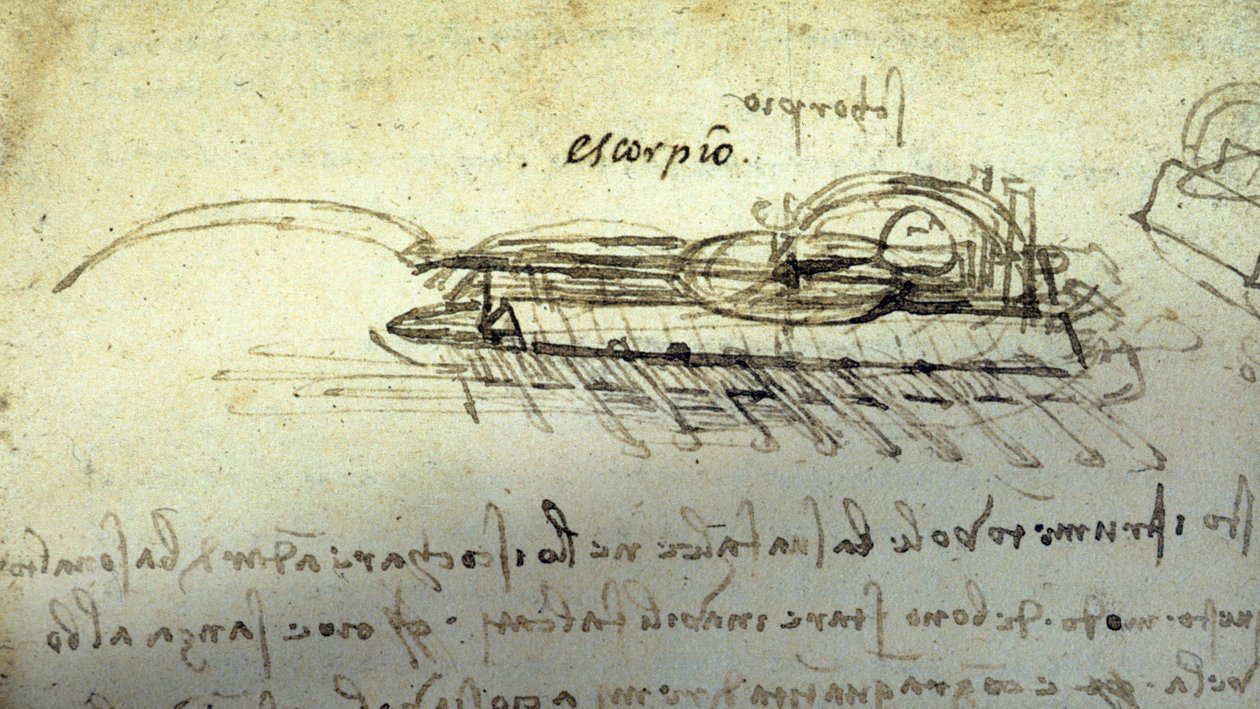 Estudio para una máquina de guerra Escorpio por Leonardo da Vinci (1452-1519). de Leonardo da Vinci
