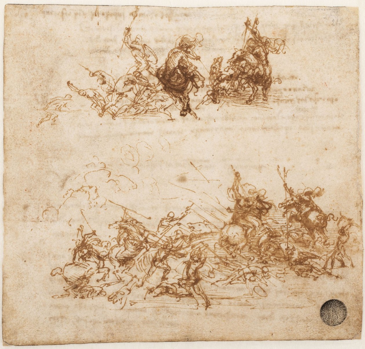 Estudio para la Batalla de Anghiari, ca 1503-1504 de Leonardo da Vinci
