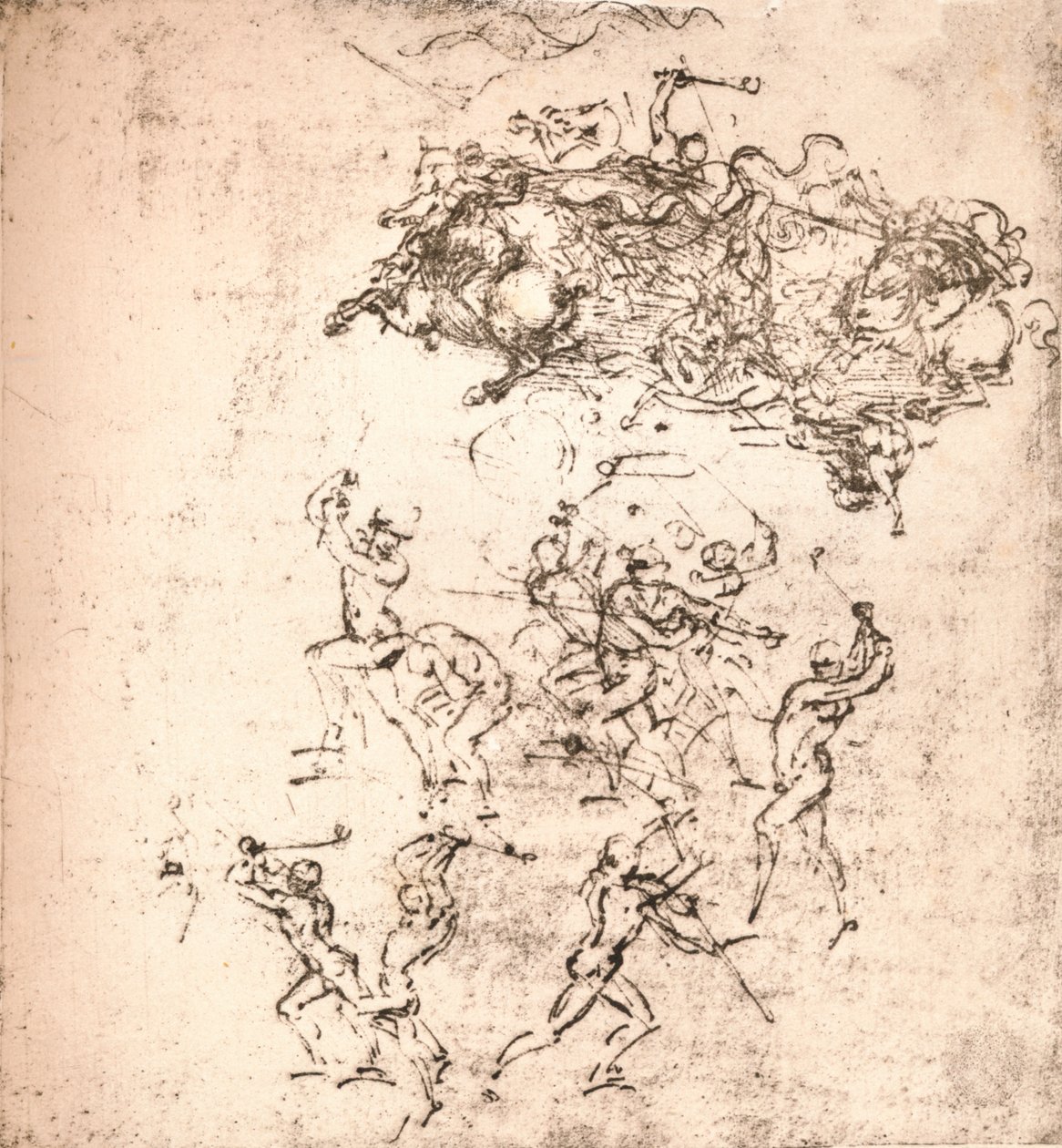Estudio para el cartón de la Batalla de Anghiari de Leonardo da Vinci