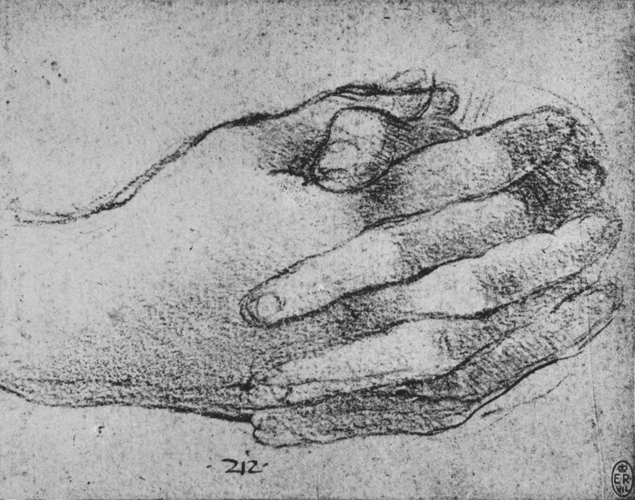 Estudio de Manos Entrelazadas, c1480 1945 de Leonardo da Vinci