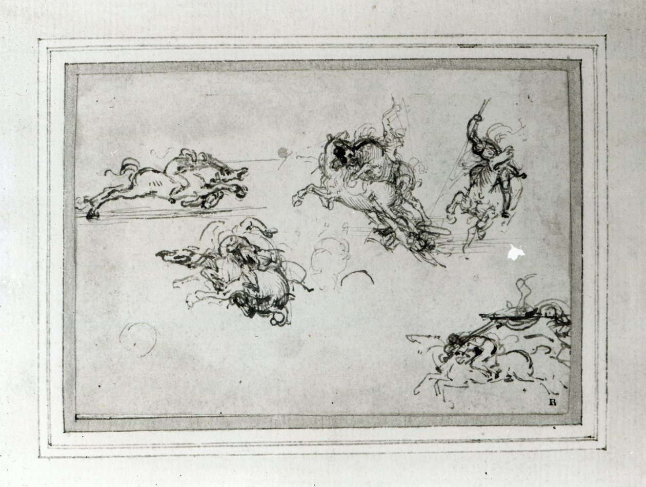 Estudio de jinetes en combate, 1503-4 de Leonardo da Vinci