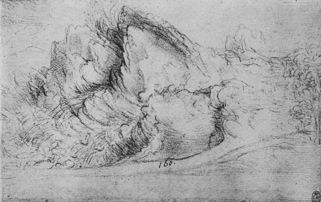 Estudio de formaciones rocosas, c1480 de Leonardo da Vinci