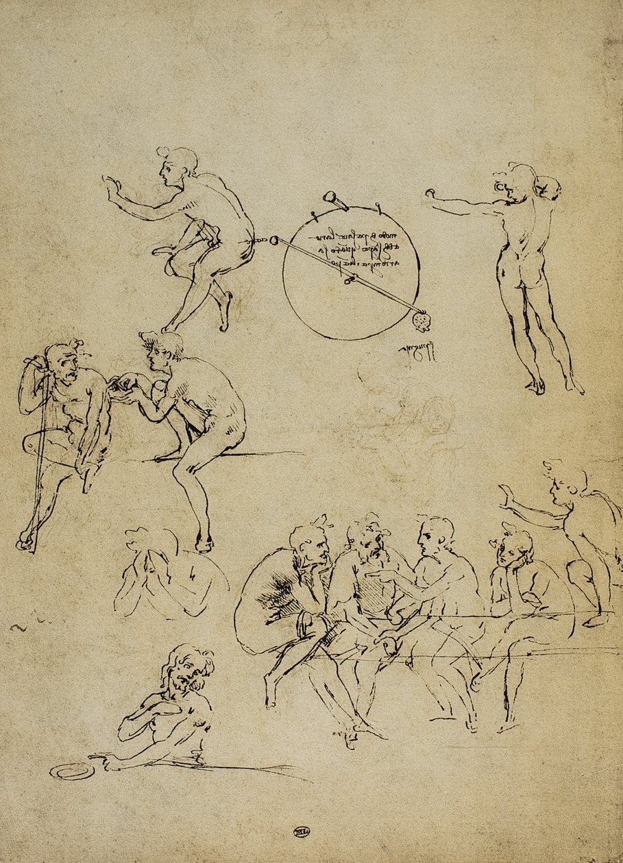 Estudio de figuras humanas en diferentes posiciones de Leonardo da Vinci