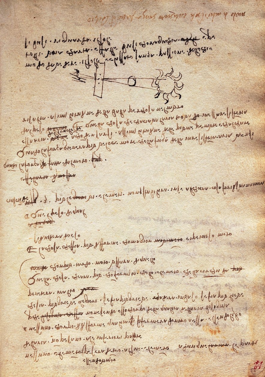 Estudio de la técnica de observación del eclipse solar, Codex Trivulzianus de Leonardo da Vinci