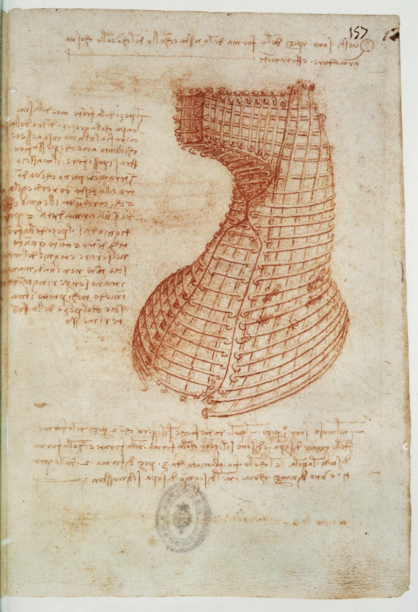 Dibujo técnico, Códice Madrid I, folio 157 recto (dibujo) de Leonardo da Vinci