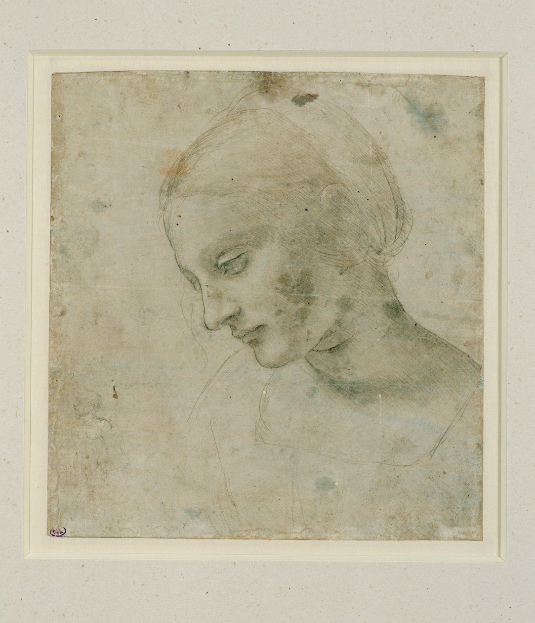 Cabeza de mujer casi de perfil ... de Leonardo da Vinci