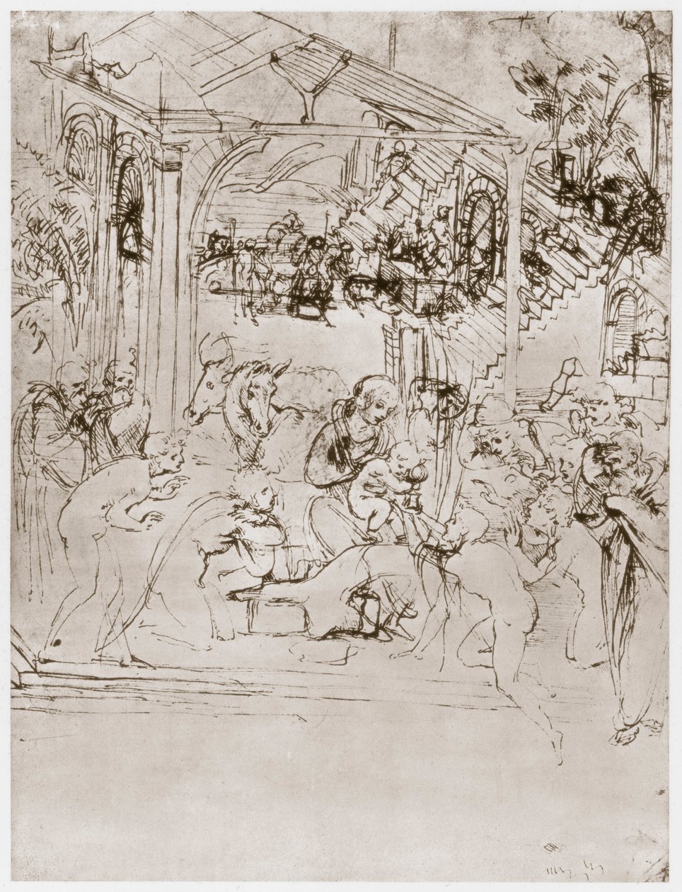 La Adoración de los Reyes de Leonardo da Vinci