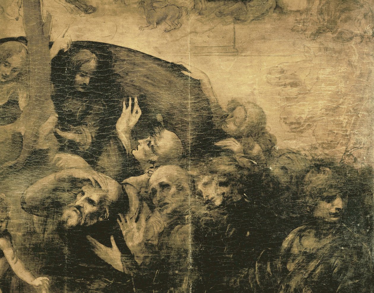 La Adoración de los Reyes Magos (pintura sobre madera) de Leonardo da Vinci