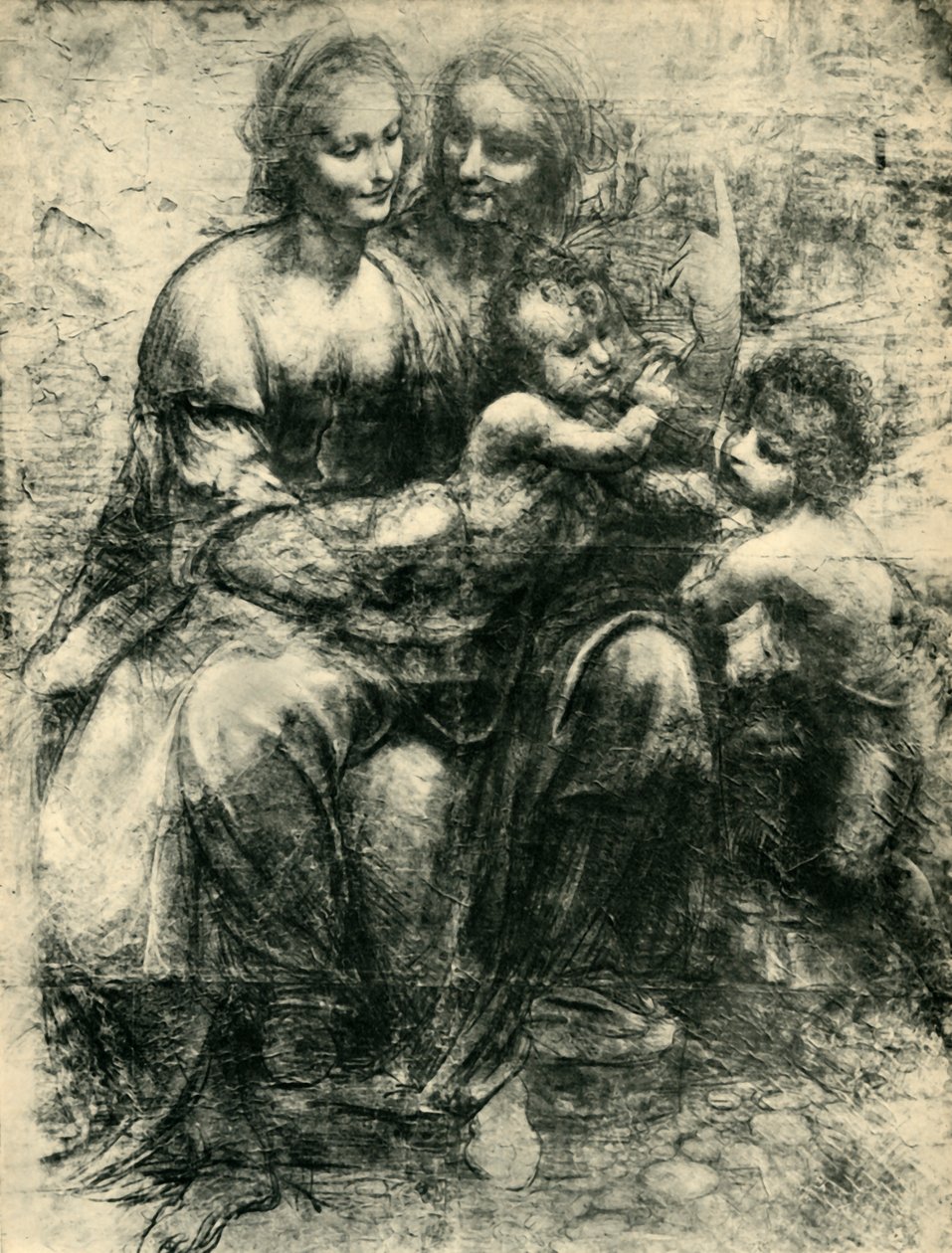La Virgen y el Niño con Santa Ana y San Juan Bautista, 1499-1500 de Leonardo da Vinci