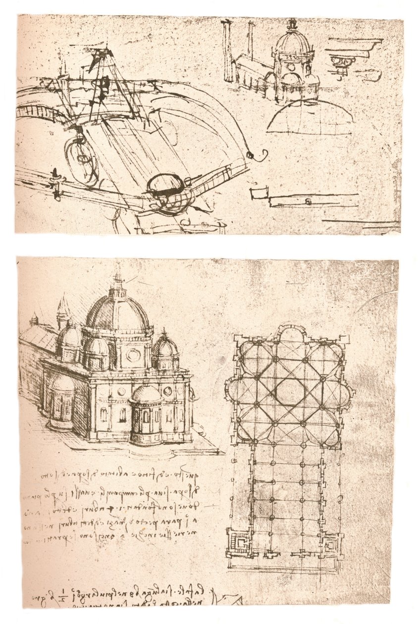 Dos dibujos de iglesias, c1472-c1519 1883 de Leonardo da Vinci