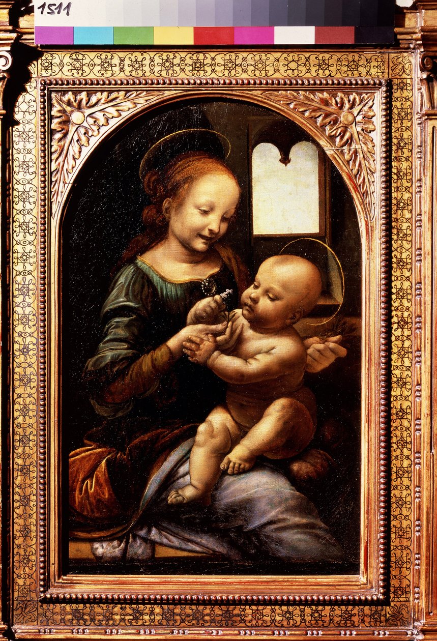 Virgen y Niño con Flor o Madonna Benois (Madonna with a Flower o Madonna Benois). Pintura de Leonardo da Vinci (Leonardo da Vinci de Leonardo da Vinci