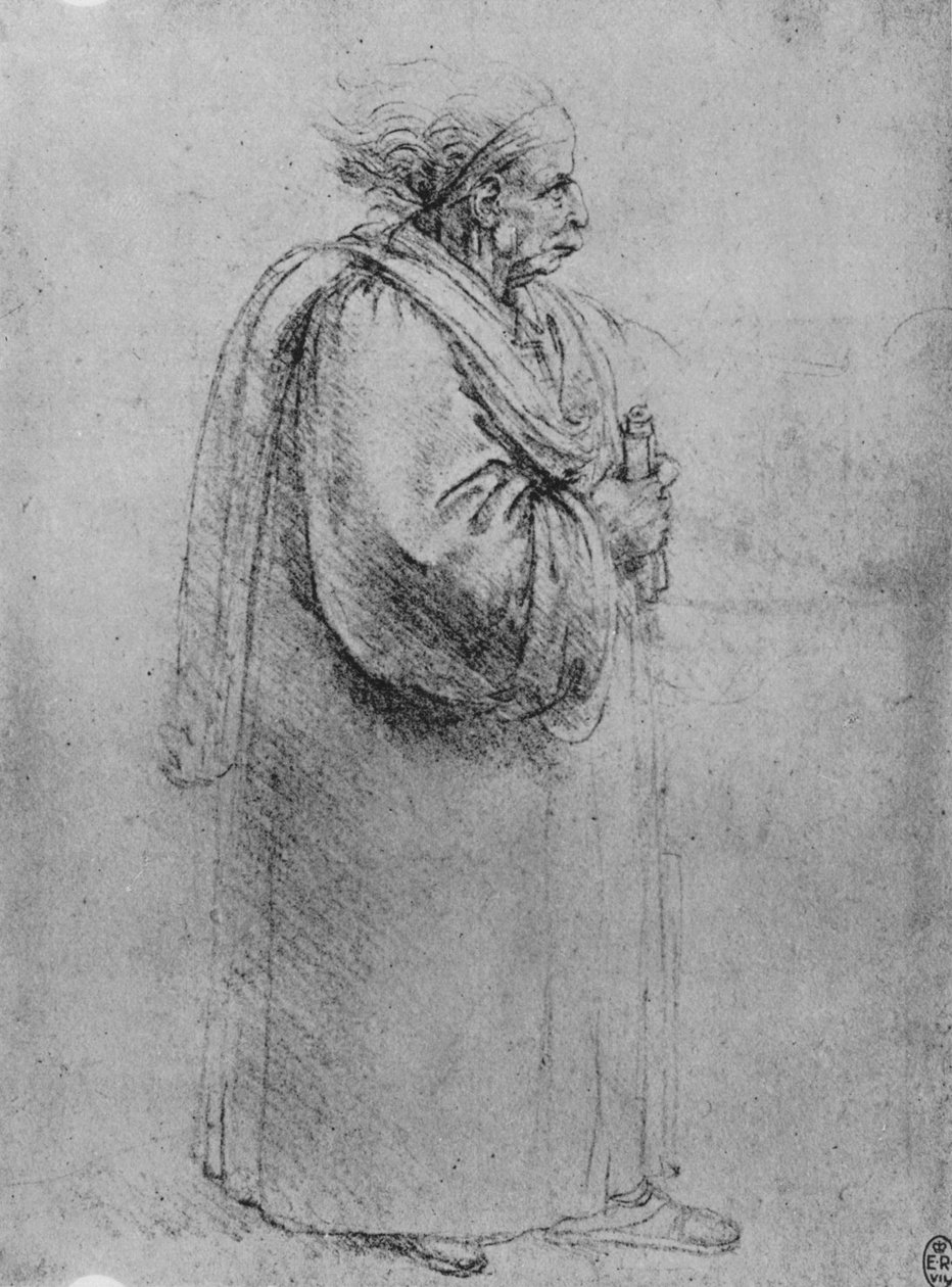 Longitud completa de un anciano en perfil a la derecha, c1480 1945 de Leonardo da Vinci