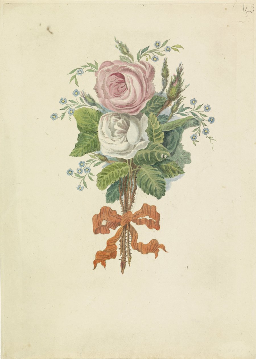 Rosas con siluetas de la familia real, 1816 de Leonardus Schweickhardt