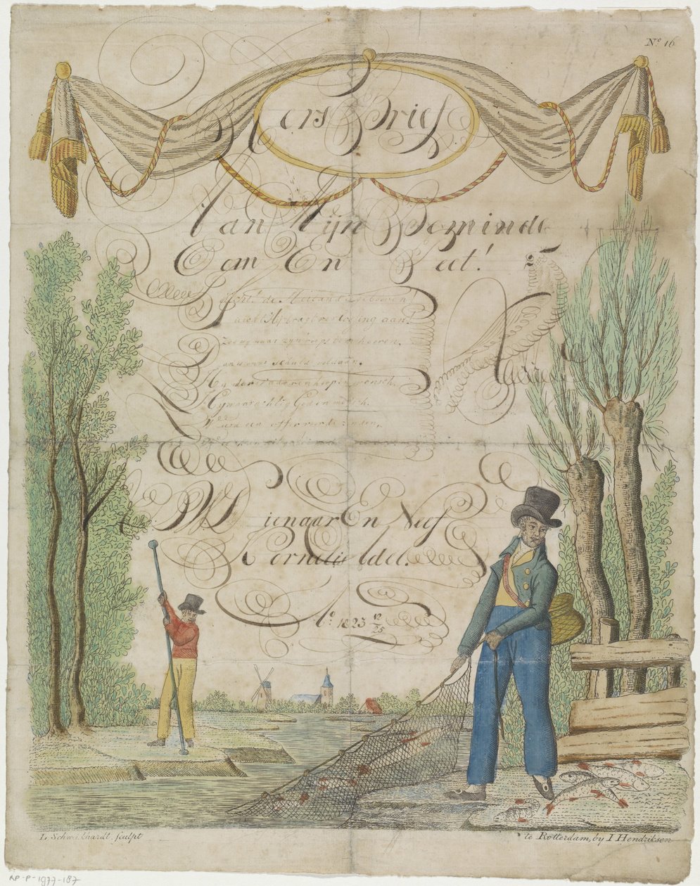 Carta de deseos con pescadores de Leonardus Schweickhardt