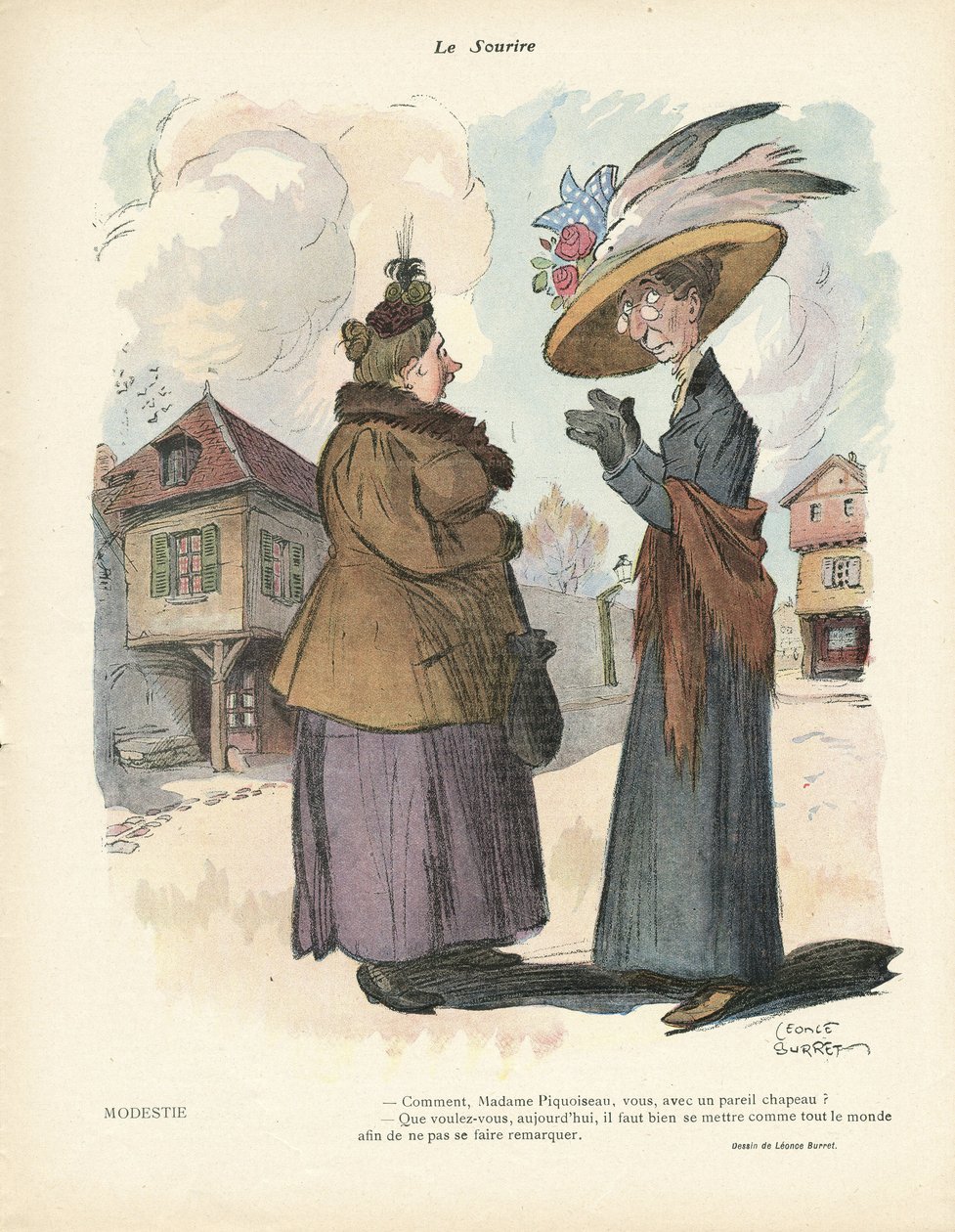 Ilustración de Leonce Burret (1865-1915) en Le Smile, núm. 19, 05/08/13 - Moda, Sombrero de Leonce Burret