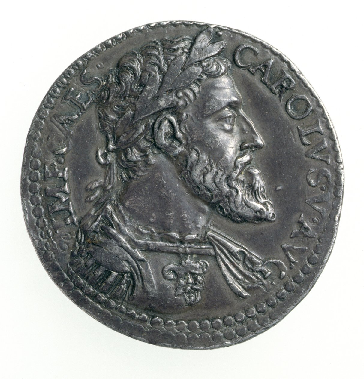 Testone de Carlos V (1500-58) Duque de Milán, grabado por Dye, 1535-56 (anverso) (plata) de Leone Leoni