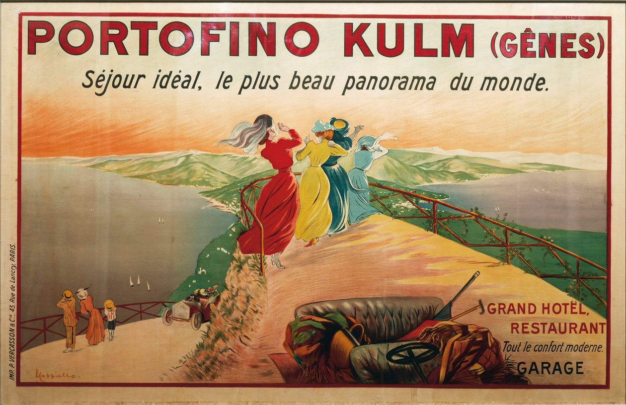 Anuncio del hotel Portofino, Portofino Kulm, ilustración de Leonetto Cappiello, póster de Leonetto Cappiello