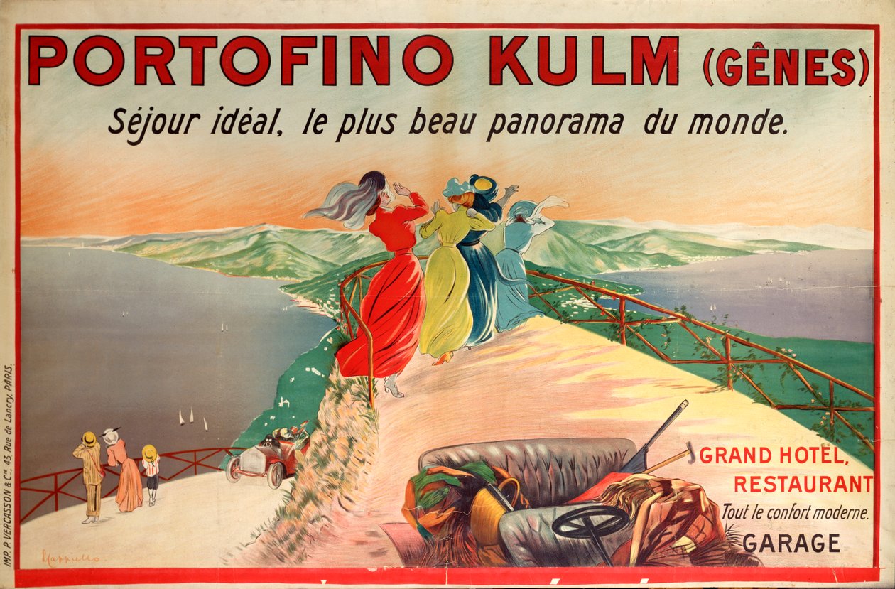Cartel publicitario para el Hotel Portofino Kulm en Camogli, Italia, siglo XX de Leonetto Cappiello