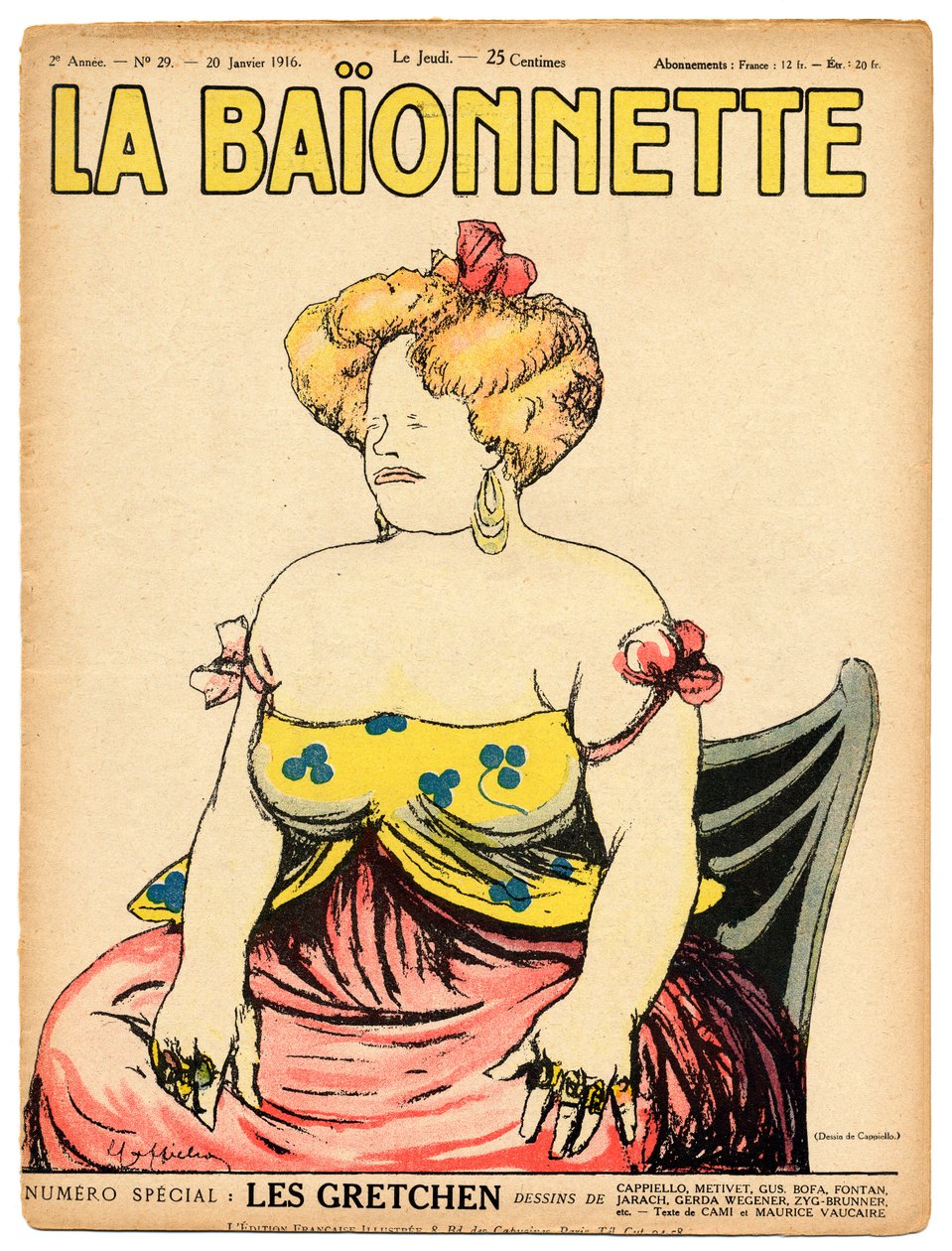 Portada de La Baionnette, Satírico en Colores de Leonetto Cappiello