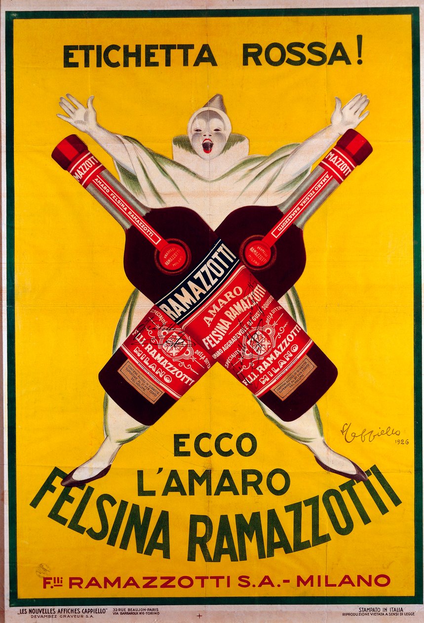 Cartel para la bebida Amaro Felsina Ramazzotti de Leonetto Cappiello