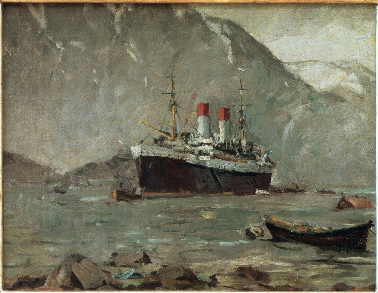 Vapor de pasajeros de Hamburg-Süd en un fiordo noruego de Leonhard Sandrock
