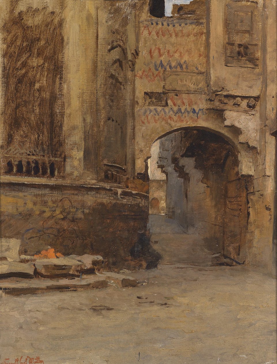 Arco en El Cairo, calle Alfat-el-Hammam de Leopold Muller
