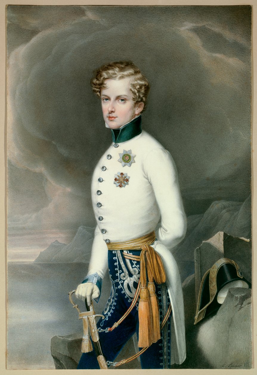 Rey de Roma y Príncipe de Parma Napoleón II, Duque de Reichstadt (1811-1832) hijo del Emperador Napoleón I (1769-1821) en uniforme de teniente coronel del Regimiento Gustave Príncipe de Wasa Grabado de Leopold Bucher (1797-1858) 1832 Dim. 0,33x0,22 m Malma de Leopold Bucher