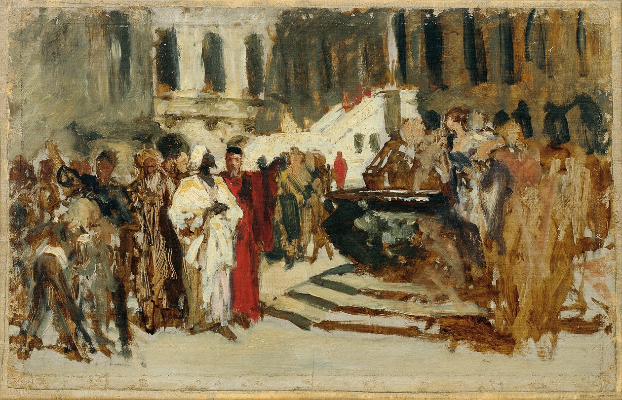 Boceto para el cuadro "Mercaderes árabes en Venecia" de Leopold Carl Muller