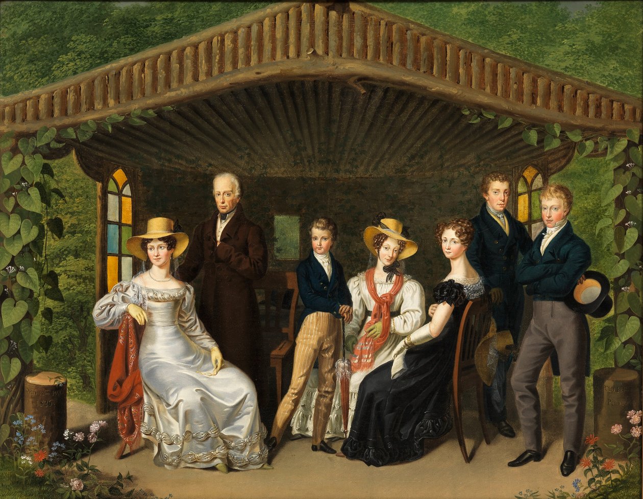 Alemán: La familia imperial alrededor del duque de Reichstadt en una casa de verano de Leopold Fertbauer