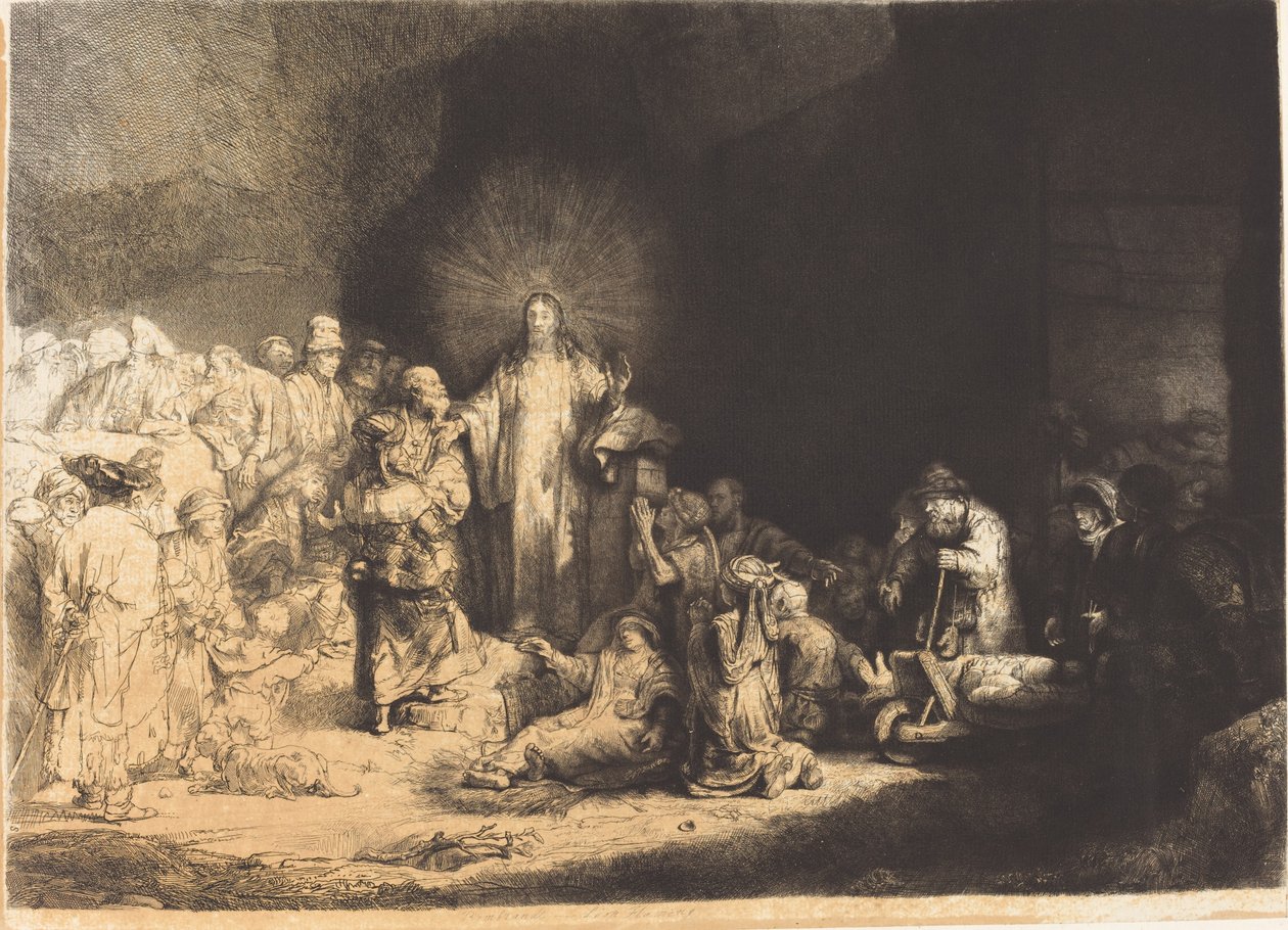 Cristo predicando (La estampa de los cien florines) de Leopold Flameng after Rembrandt van Rijn