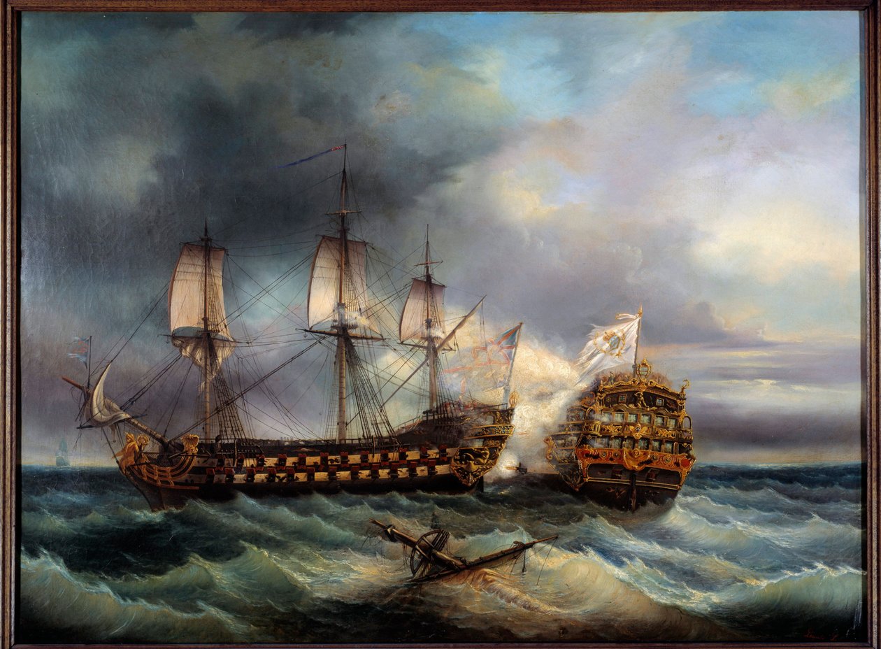 Batalla naval entre ingleses y franceses Pintura de Leopold Le Guen (1828-1895) Siglo XIX Brest, Museo de Bellas Artes de Leopold Le Guen