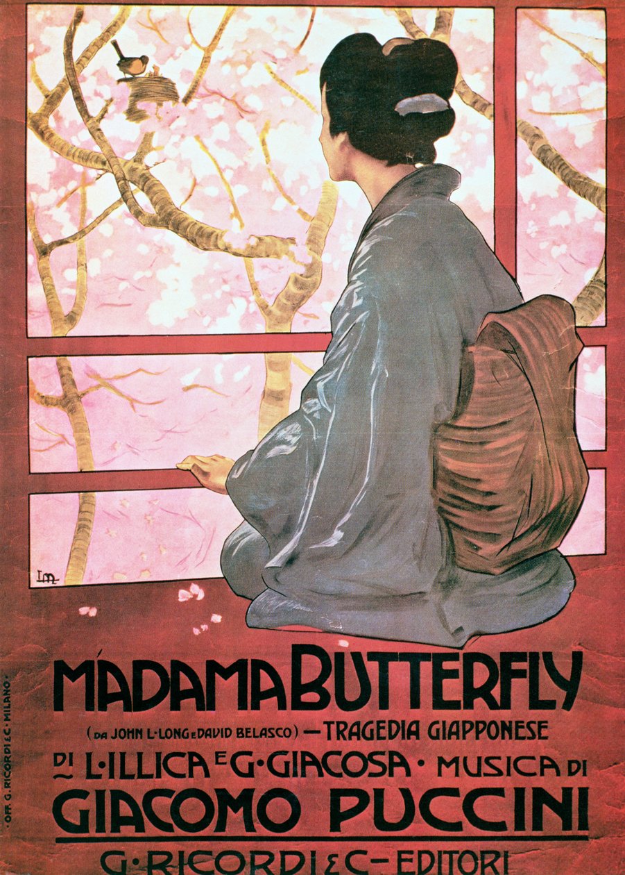 Frontispicio de la partitura de "Madame Butterfly" de Giacomo Puccini (1858-1924) (litografía en color) (véase también 56537) de Leopoldo Metlicovitz