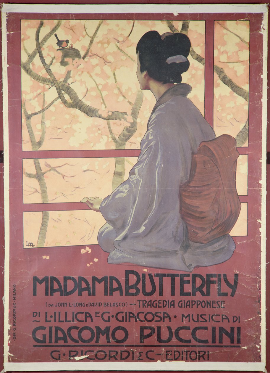 Frontispicio de la partitura de "Madame Butterfly" de Giacomo Puccini (1858-1924) (litografía en color) (véase también 208559) de Leopoldo Metlicovitz