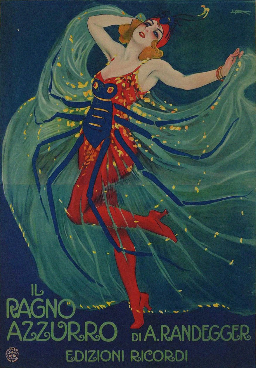 Il Ragno Azzurro El Araña Azul por Alberto Iginio Randegger, 1916 de Leopoldo Metlicovitz