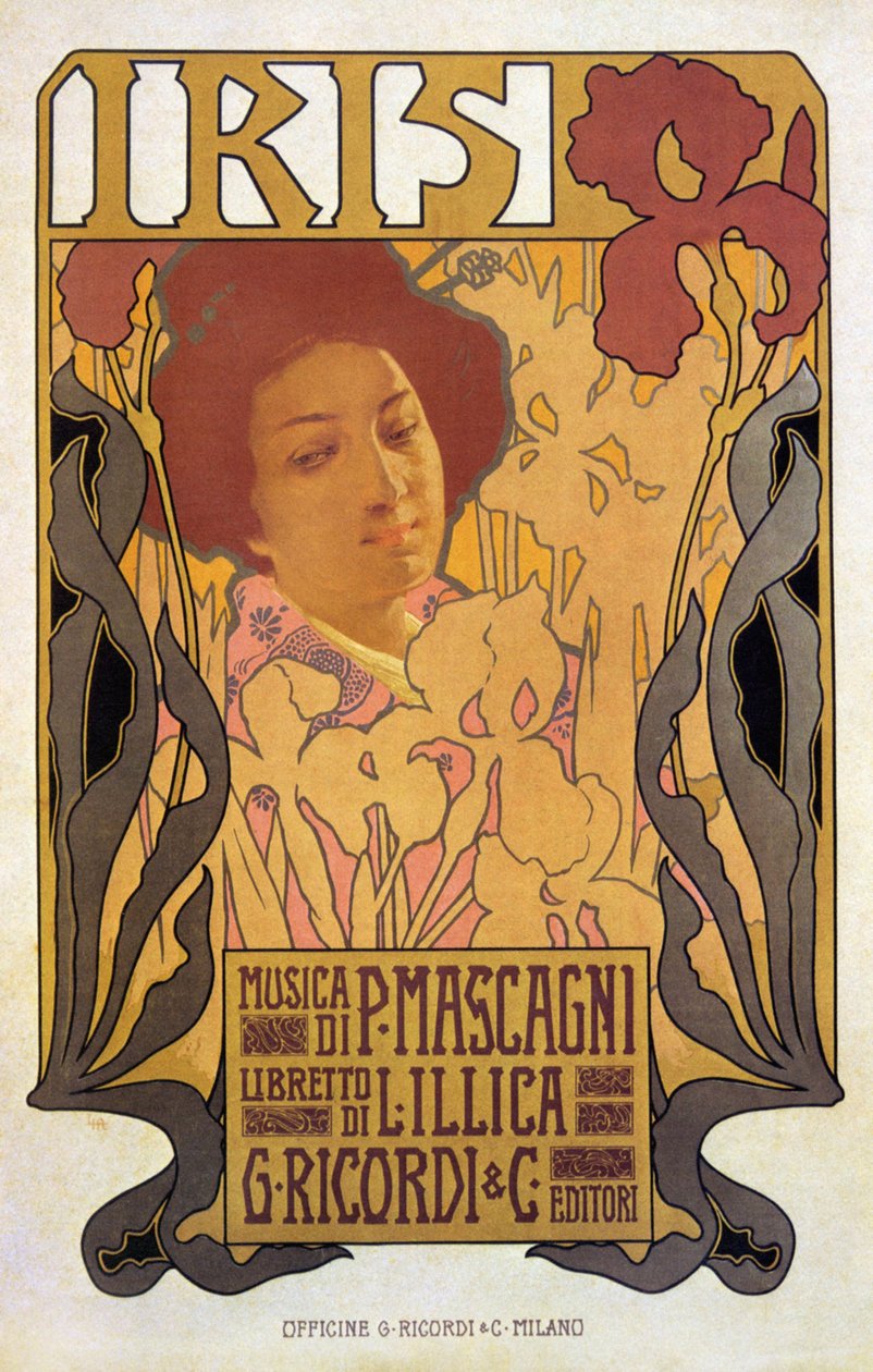 Iris, póster para la ópera de Pietro Mascagni de Leopoldo Metlicovitz