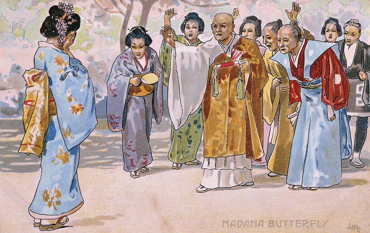 Postal creada para el estreno de "Madame Butterfly", en Brescia de Leopoldo Metlicovitz