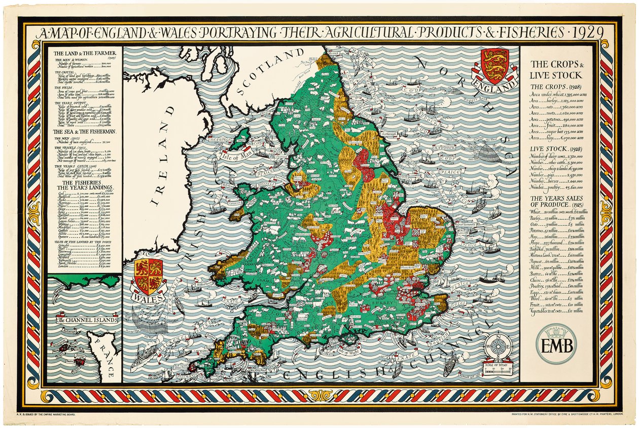 Un mapa de Inglaterra y Gales de Leslie MacDonald Gill