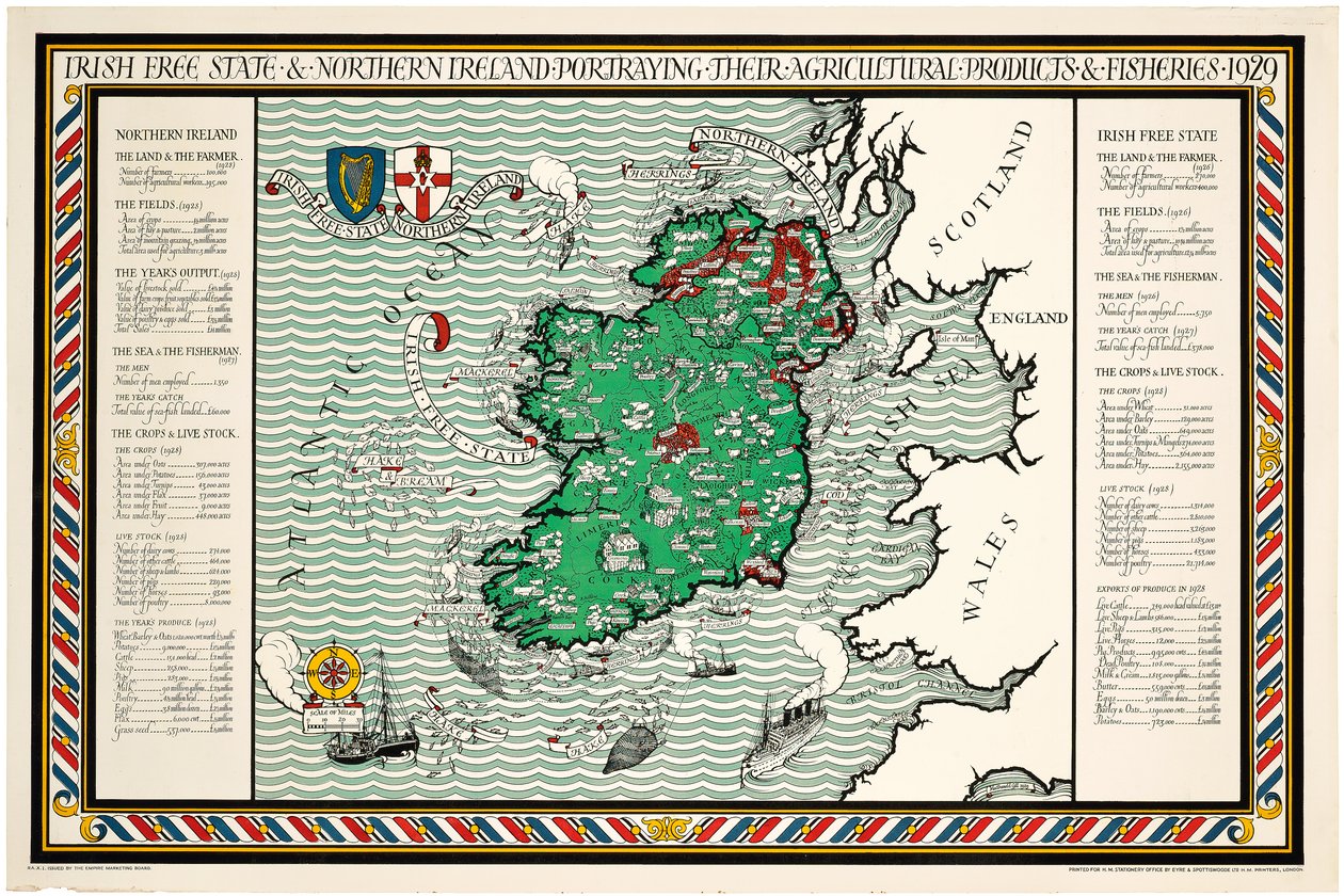 Un mapa del Estado Libre de Irlanda e Irlanda del Norte de Leslie MacDonald Gill